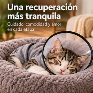 La recuperación · Kit postoperatorio para gatos